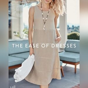 J. Jill sz small petite Flax tan linen dress new with tags tiered